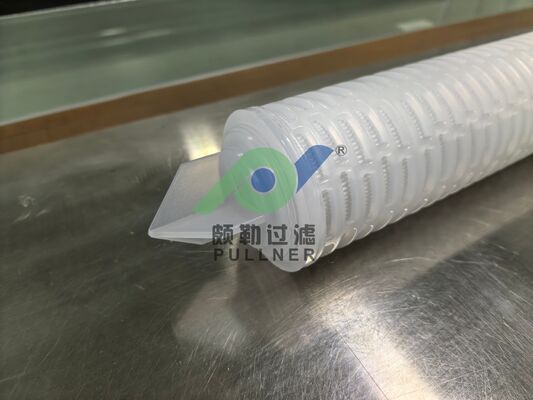 Φίλτρο κασέτας PTFE πτυχωτό 40 ιντσών με κόκκινη σιλικόνη για χημική διήθηση υψηλής ροής και υγρά υψηλής καθαρότητας